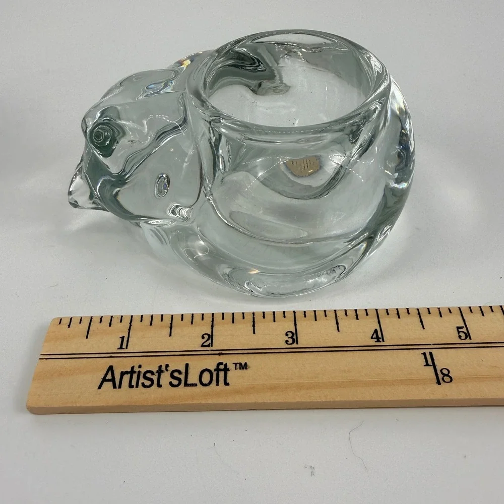 Vintage Indiana Glass Clear Cat Votive Candle Holders Pair